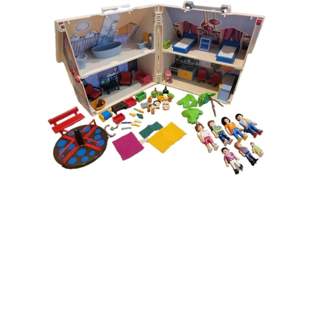 Playmobil Dollhouse 2005 Folding w/People And Accessories Not Complete